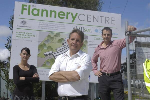 THE RIGHT CHOICE: Skillset business development manager Narelle Stocks, CEO Ben Bardon and sustainability manager Ashley Bland are happy with the choice of name for Bathurst’s Flannery Centre. Photo: BRIAN WOOD 	030612bwflannery1