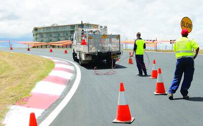 MOUNTAIN OF WORK: Bathurst Regional Council�s engineering department staff have been out in force preparing for the ArmorAll Bathurst 12 Hour race. Photo:ZENIOLAPKA 020410ztrack