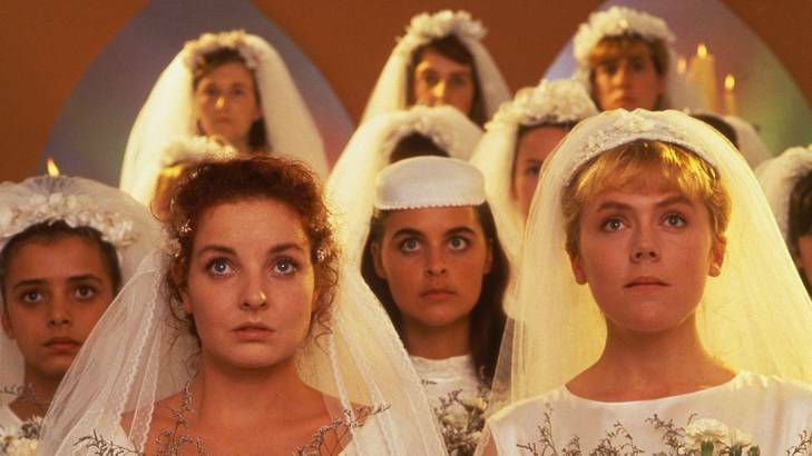 Josephine Byrnes (above left) and Lisa Hensley (above right) in <i>Brides of Christ</i>.