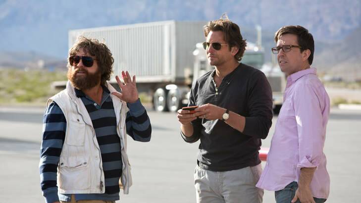 No hangover? ... Zach Galifianakis (Alan), Bradley Cooper (Phil) and Ed Helms (Stu) in <em>The Hangover Part III.</em>