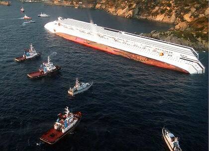 Keeled over ... the Costa Concordia.