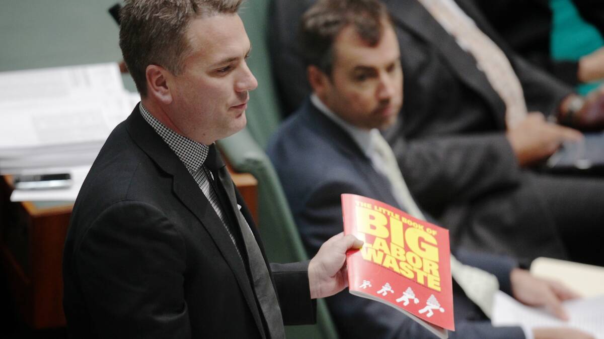 Liberal MP Jamie Briggs during Question Time at Parliament House in Canberra on Tuesday 14 May 2013. Photo: Alex Ellinghausen