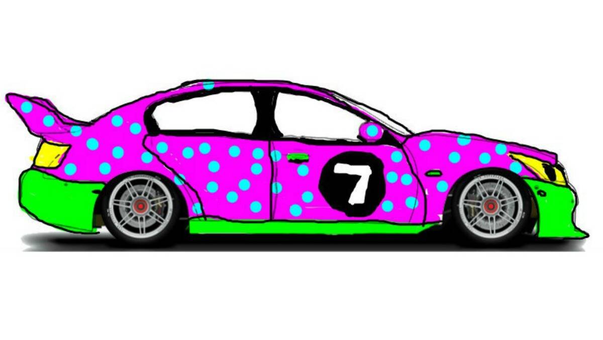 AARON ANDERSON: The Livery on my v8 is pink to support Breast Cancer, and blue polkadots to support Beyond Blue and raise awareness of the two - by using a hideous bright car that's fun to look at!