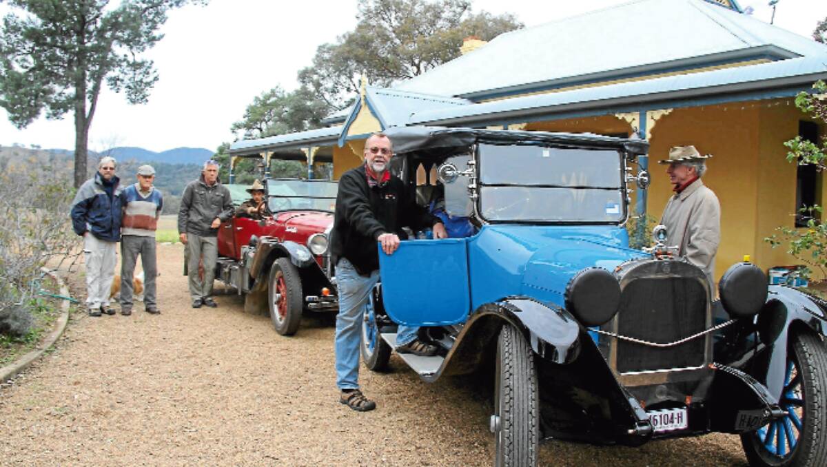 WELLINGTON: Michael Abbott from Mooloolaba, Wellington’s Rob Blake, Jeff and Bobby from Burleigh Heads, Ian Neuss and Michael Foley from Sydney. The blue Dodge, a 1920 model was purchased by Mr Neuss of Sydney when he was just 17 and has been with him ever since.