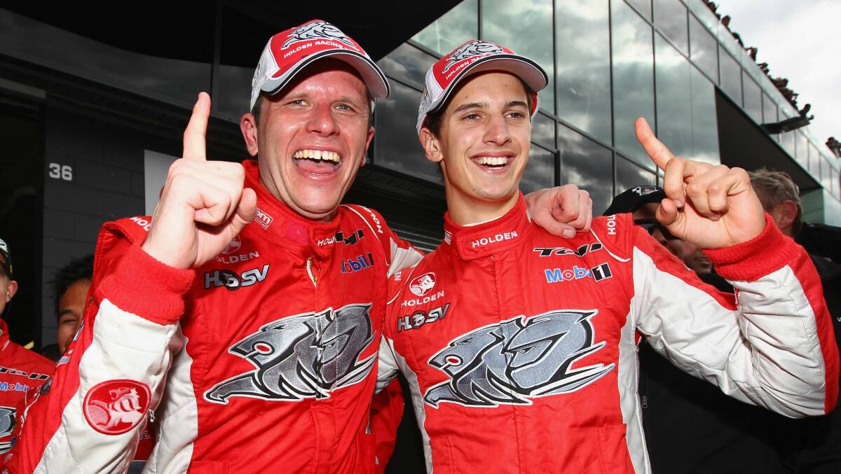 2011: Nick Percat and Garth Tander after their 2011 win.Photo: Getty Images