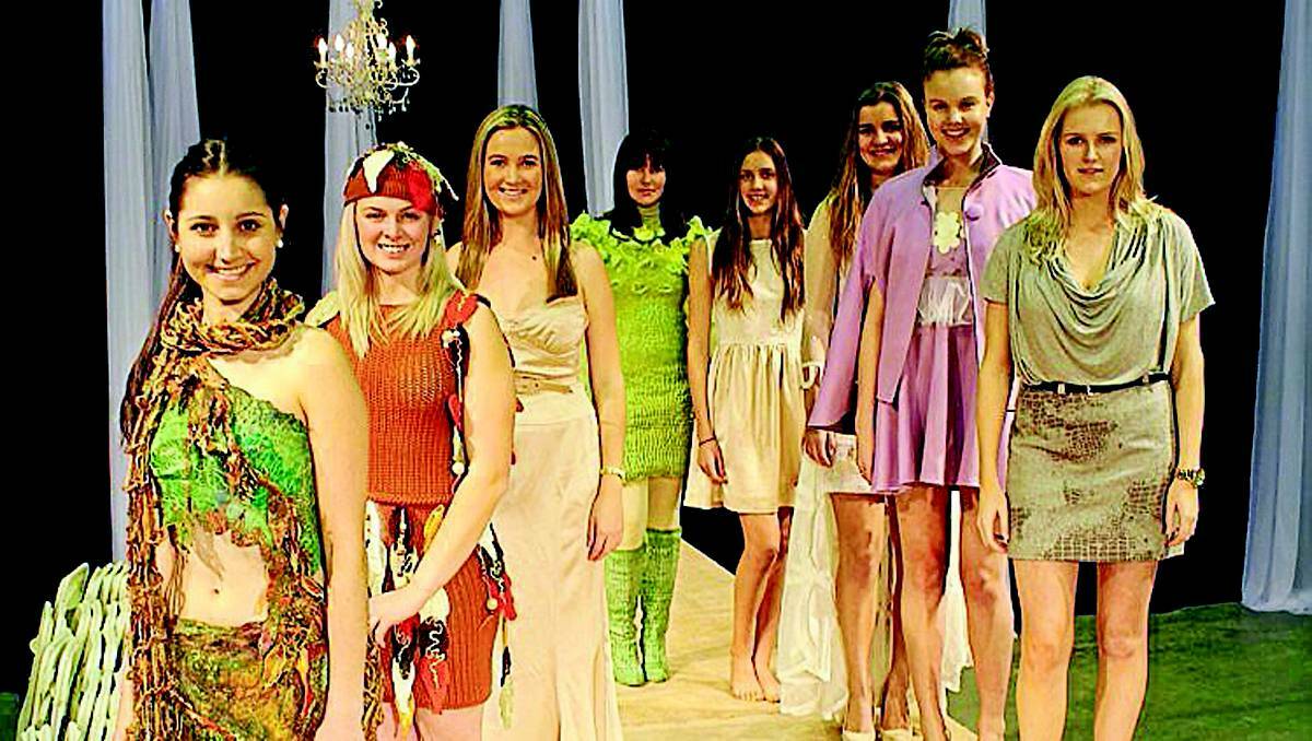 MUDGEE: Field Days fashion models Bianca Holdaway, Shahna Smith, Erika Consadine, Payden Lawson, Jocelyn Cunningham, Claudia Shearman, Lily White and Elle Bartlett in garments from the Australian Wool Fashion Awards.