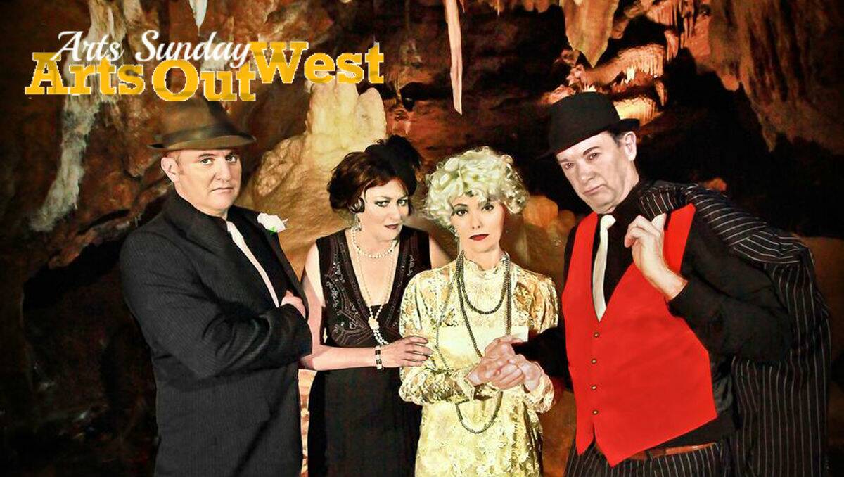 The cast of Marriage to the Mob at Jenolan Caves. Photo: Paul Denman.