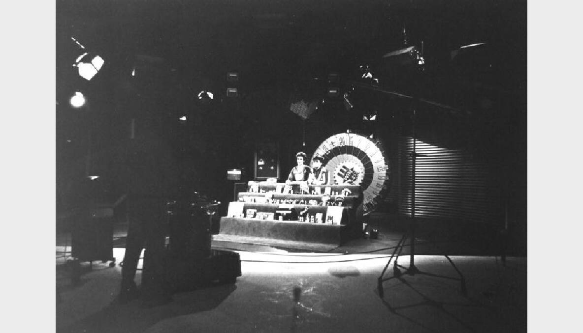 Two presnters at CBN8 Television Studions, Orange, date uknown. Photo: Lionel Spicer courtesy of the Collections of Central West Libraries. 