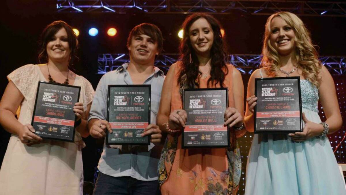 GO KAYLEE: Grand finalists in this year's Toyota Star Maker competition Sarah Head, Nathan Lamont, Kaylee Bell and Christie Lamb will vie for the title tomorrow night. 	012213kaylee