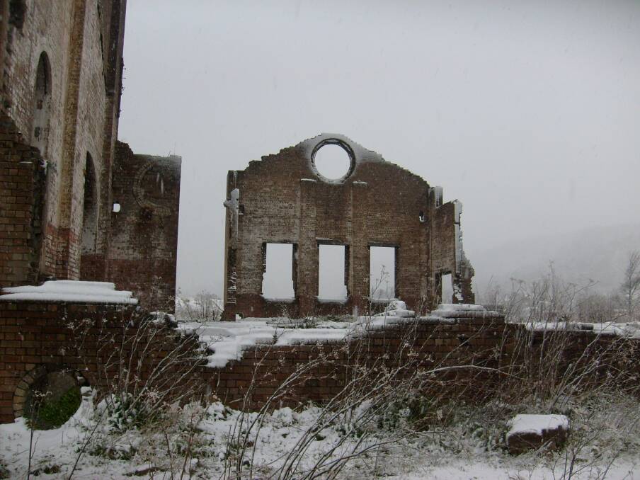 SNOW: Snow around Lithgow Blast Furnace Park Ruins. Photo: Shannon Lyons