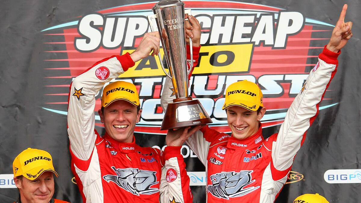2011: Nick Percat and Garth Tander after their 2011 win. Photo: Getty Images