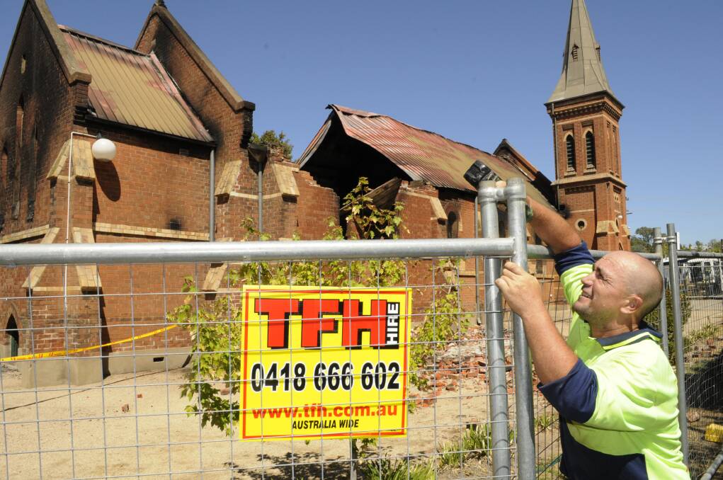 SCARCE REMAINS: Not a lot could be salvaged after the fierce fire at St Barnabas' on Sunday.