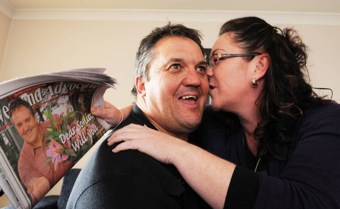 AUGUST: David Walter used the pages of the Weekend Advocate to propose to his long-time girlfriend Sonia Hughes – and she said “yes”! Photo: ZENIO LAPKA 080413zyes