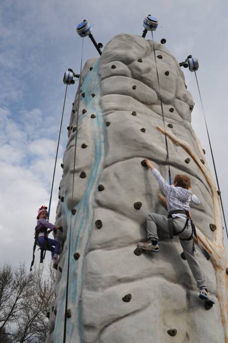 JULY: For the first time a rock climbing wall was featured at the AH&P Markets held at Bathurst Showground.