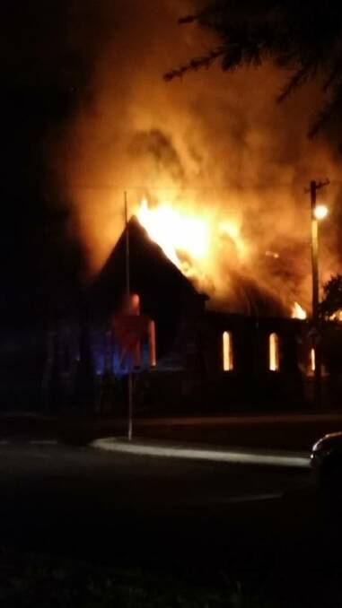 BLAZE: A large fire has destroyed St Barnabas' Church in South Bathurst overnight. Photo submitted by Lisa Loughlin.
