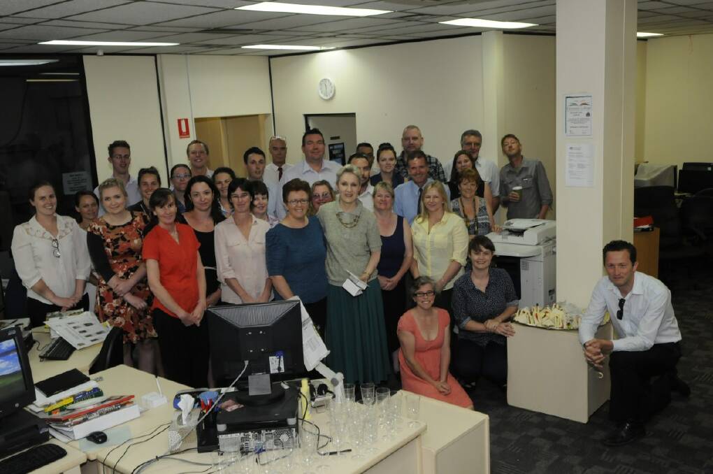 SNAPPED: The Western Advocate staff farewell staff member Jo Dowling after 21 years. 