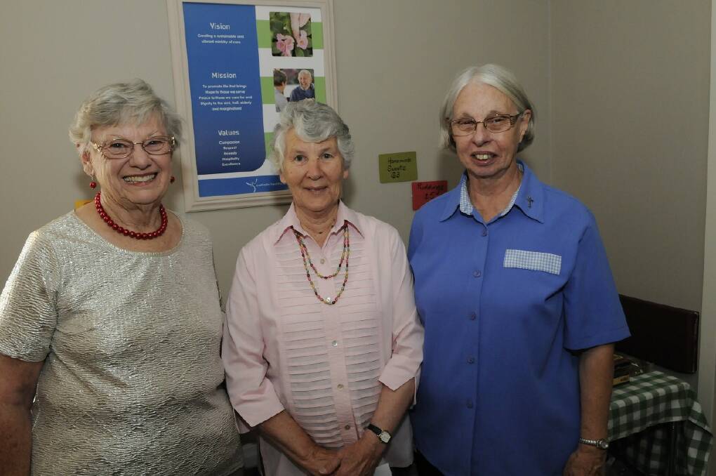 SNAPPED: At St Vincent's aged care Christmas party  Betty Webster, Dorethea Lenehan and Sister Kathy.