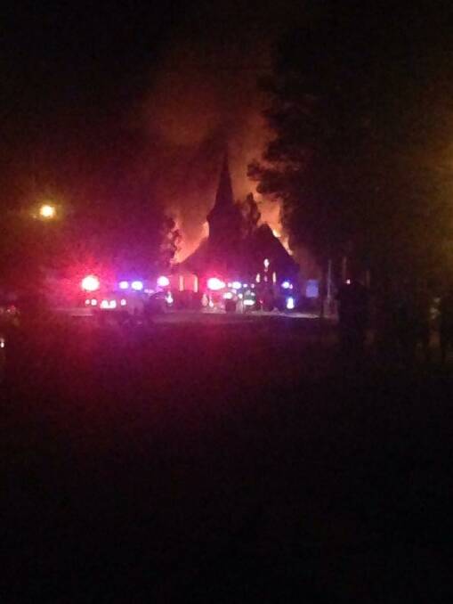 BLAZE: A large fire has destroyed St Barnabas' Chruch in South Bathurst overnight. Photo submitted by Bec Robinson.
