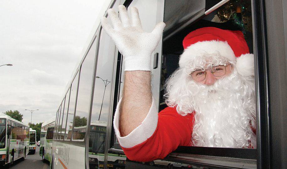 2007: Greg Pittman from Jones Brothers bus company has given his bus some special Christmas cheer. 1220zsanta1