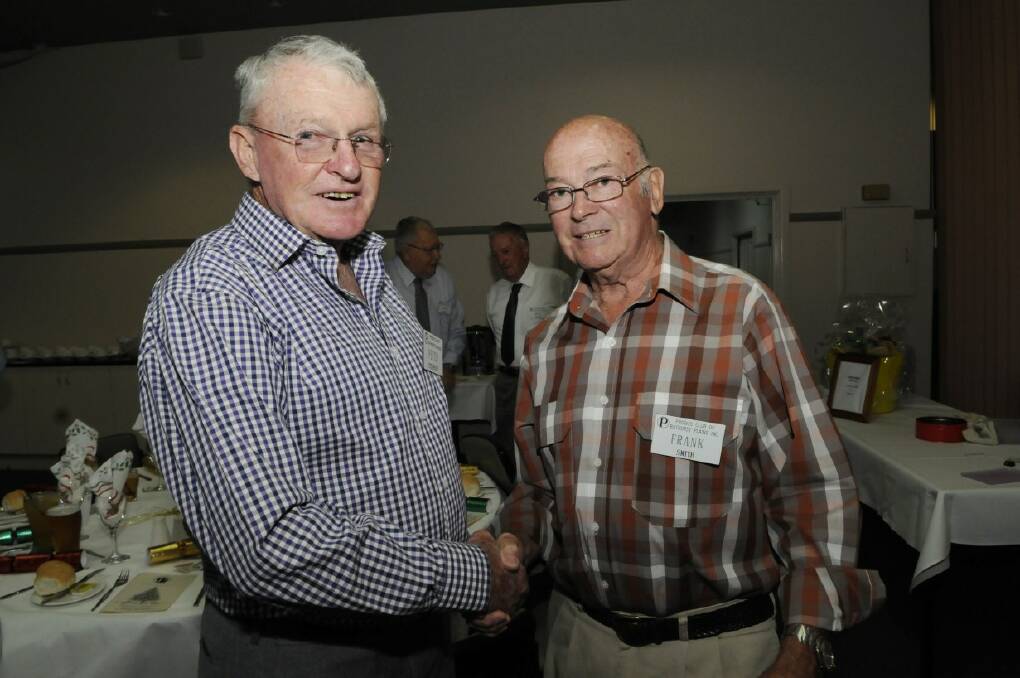 SNAPPED: Peter Stephens and Frank Smith at the Probus Club of Bathurst Plains Christmas party.