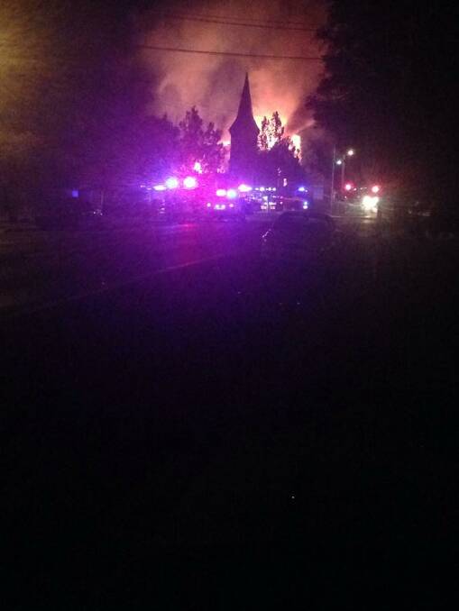 BLAZE: A large fire has destroyed St Barnabas' Church in South Bathurst overnight. Photo submitted by Bec Robinson.