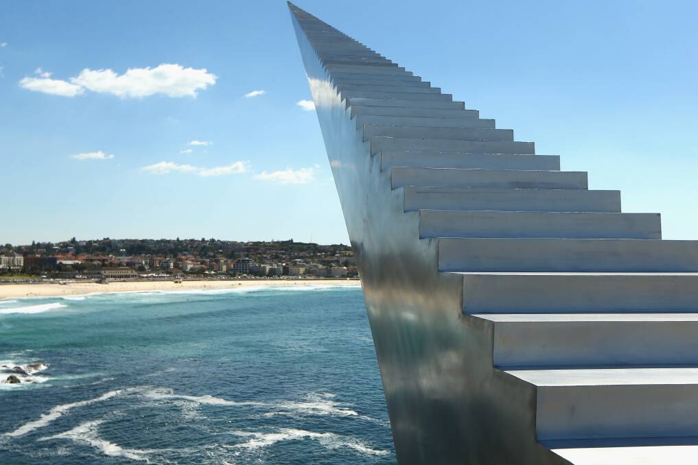 SCULPTURE BY THE SEA: 'Diminish and Ascend' by New Zealand artist David McCracken. Photo: Cameron Spencer/Getty Images