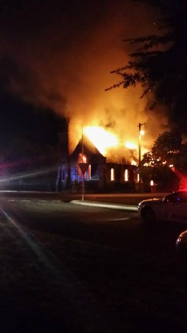 BLAZE: A large fire has destroyed St Barnabas' Church in South Bathurst overnight. Photo submitted by Lisa Loughlin.