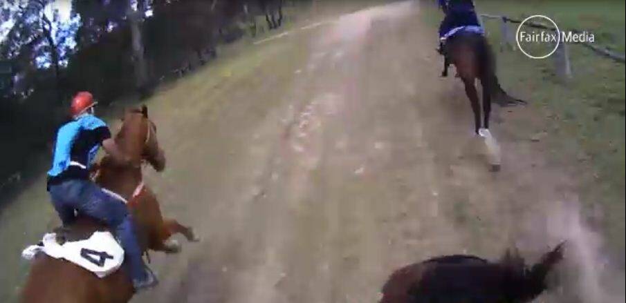 HORSE CAM: Bathurst councillor Jess Jennings recorded the Wattle Flat Bronze Thong  from a video camera attached to his helmet. 