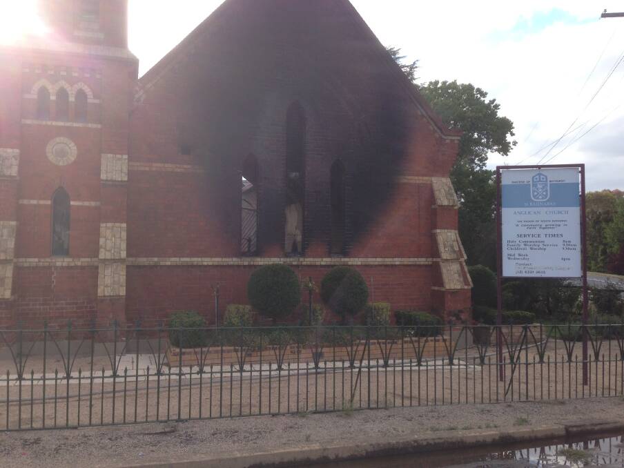 BLAZE: Only the bricks are left standing at St Barnabas' Church in South Bathurst after a large fire overnight. PHOTOS: Simon Coomans