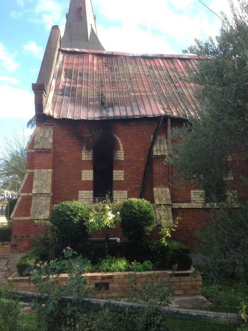 BLAZE: Only the bricks are left standing at St Barnabas' Church in South Bathurst after a large fire overnight. PHOTOS: Simon Coomans