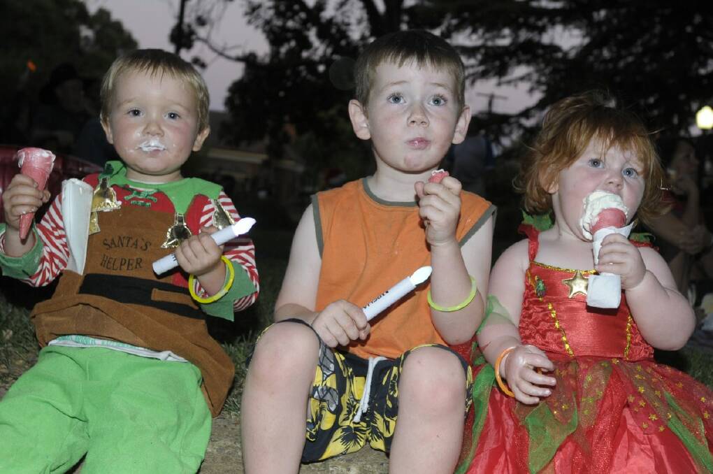 2009: Ewan Wells, 3,Toby, 3, and Hannah Flynn, 21 months.