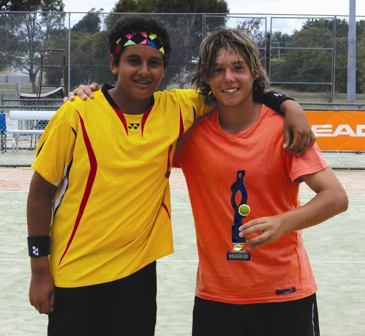 PEDIGREE: Four years ago in the Bathurst Junior Open Nick Kyrgios (left) and Jay Andrijic played off in one of the boys’ singles finals. Earlier this year, Kyrgios won the Australian Open boys title while Andrijic was part of the winning doubles team. Photo: SAM DEBENHAM 	031409sdtennis