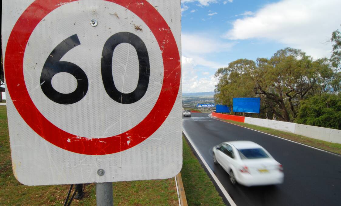 CLEAR WARNING: Police have reminded motorists that Mount Panorama is a public road with a 60km/h speed limit. Three drivers had their licences suspended after being clocked at 140km/h on Mountain Straight on Sunday. Photo: ZENIO LAPKA 	021813zspeed1