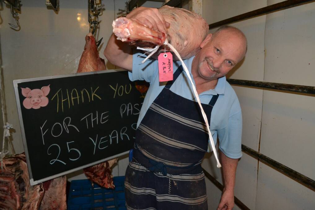 MOVING ON: Popular Bathurst butcher Billy Howard has sold Keppel Meats and will move on to a new chapter in his life after 25 years in business. Photo: BRIAN WOOD 	072412billy1