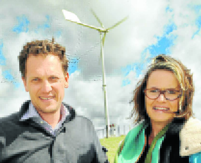 SHARE THE BENEFITS: Councillor Jess Jennings and Tracey Carpenter are backing a community co-op bid to buy a wind turbine. Photo: Phill Murray 101212pwind2