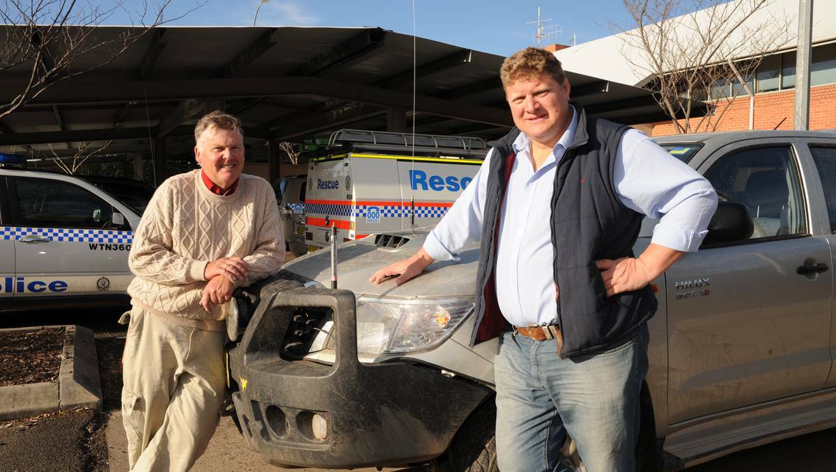 BATHURST: Local farmer David McKay and Chifley rural crime manager Bob Newman are running a NSW Farmers seminar to raise awareness of property theft. Photo: ZENIO LAPKA 071113ztheft