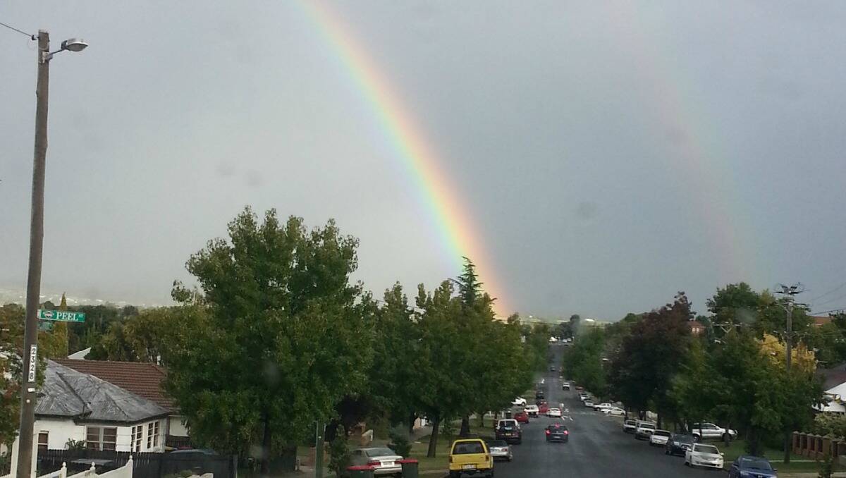 A rainbow in Bathurst (flick across to see more photos).
