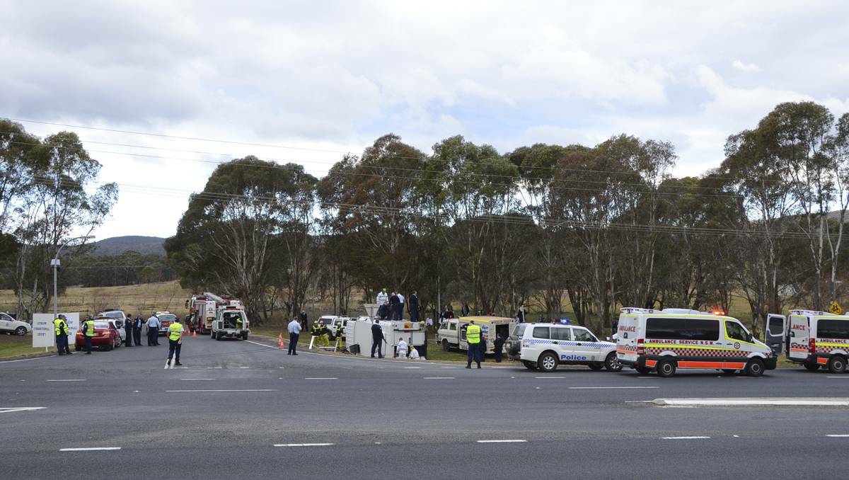 LITHGOW: One inmate was trapped for 90 minutes in the van with all twelve inmates and a driver receiving injuries. Photo: TROY WALSH