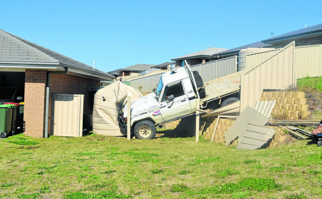 ORANGE: A ute has made an unscheduled pit stop in the yard of an Orange home on Thursday.
