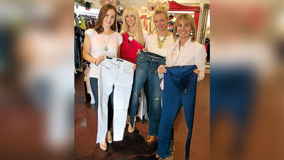 MUDGEE:Amanda McGrath, Michelle Medley, Nadia Filmilter and Krystie Baker at Cherry Red encourage everyone to don their jeans on Friday to support Jeans for Genes Day.