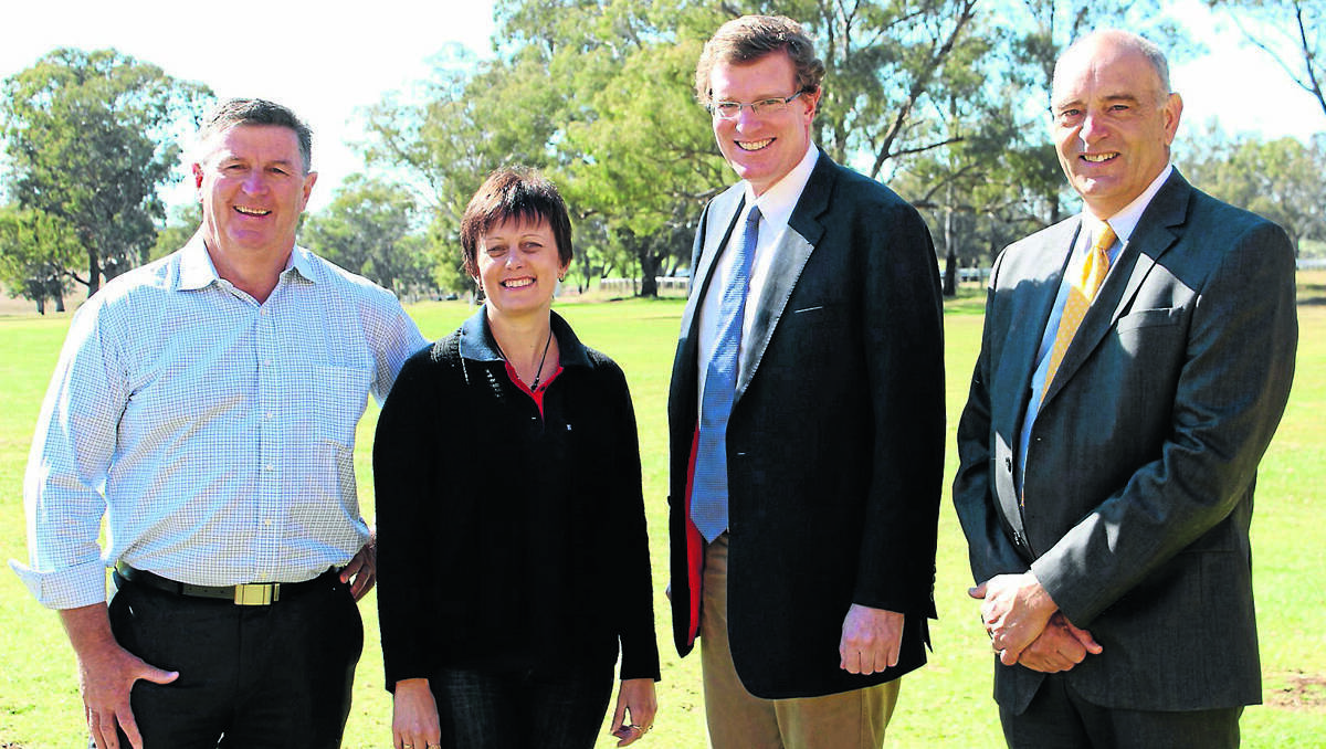 MUDGEE: Mayor Des Kennedy, Ulan Road petitioner Colleen Holland, Member for Orange Andrew Gee and Mid-Western Regional Council general manager Warwick Bennett are all smiles after the NSW Government announced $9.5 million in funding to upgrade Ulan Road.