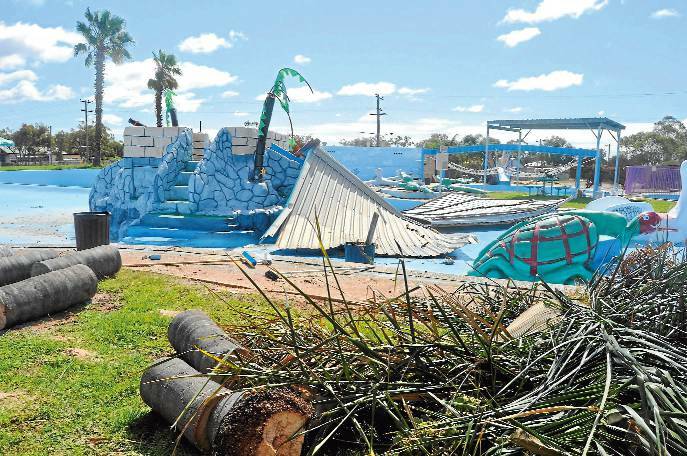 LIGHTNING RIDGE: Stormy weather caused destruction to the the Island Infant Wading Pool at the Lightning Ridge Olympic Pool Complex.