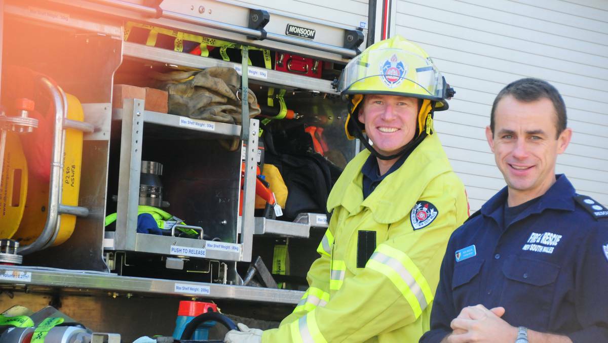 DUBBO: Dubbo firefighter Bernie McTiernan with Station Officer Mick Medlin. The pair are part of a profession that is among Australia's most trustworthy, according to a new survey. Photo: LOUISE DONGES.
