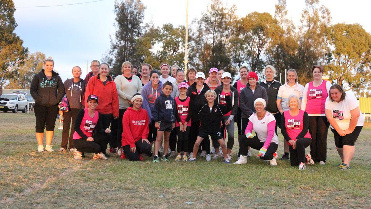 LIGHTNING RIDGE: Participants of a Lightning Ridge early-morning training session with three-time Olympian, Lisa Curry.