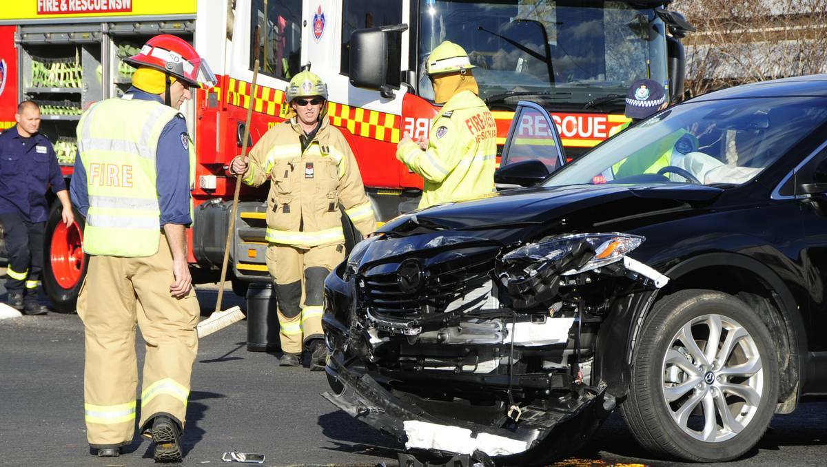 DUBBO: Emergency services were called to a two-car crash in Dubbo on Thursday afternoon. Photos: BELINDA SOOLE