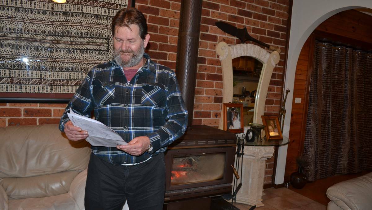 BATHURST:  Noel Campbell is relieved to learn that his $636 power bill was a mistake and grateful to Paul Toole’s office for getting to the bottom of the matter. Photo: LOUISE EDDY 071213lepowr3