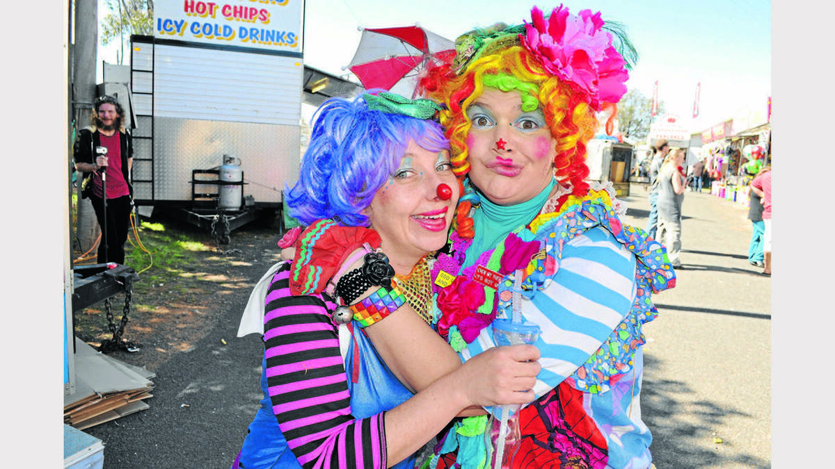 PARKES: Toot the magic clown (left) and her partner in fun Ruby Star entertained the crowds at the Parkes Show.