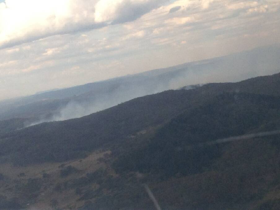 Cloudy weather from Tuesday April 16 with the control burn smoke around Clifton Grove. Seen from above. Photo: Megan Whiley via the Central Western Daily iPhone app.