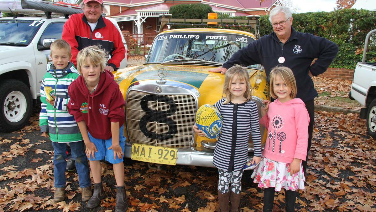 WELLINGTON: Outback Car Trek for the Royal Flying Doctors Service: John Fordham, Will Taylor, Ollie and Stella Maroulis, Jessica Taylor and Peter Schell. John and Peter travelled with Howard Dredge, owner of the infamous restaurant Phillip’s Foote in the Rocks.
