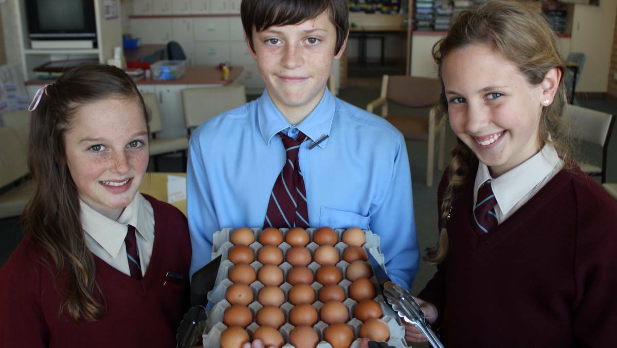 BATHURST: Holy Family Primary School captains Ebony Gunning, Hayden Webb and Bella Mooney are looking forward to the special Father’s Day Big Brekkie. 082813hfs